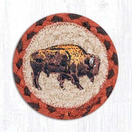 CAPITOL IMPORTING CO 5 x 5 in. Jute Round Buffalo Printed Coaster 31-IC240B